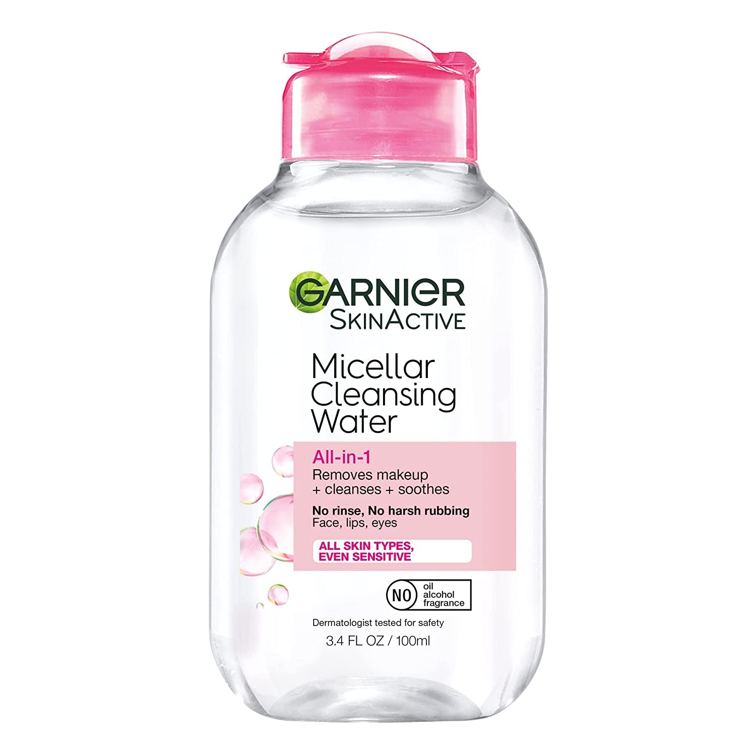 Micellar Cleansing Water, All-In-1 Makeup Remover and Facial Cleanser, for All Skin Types, 3.4 Fl Oz (100Ml), 1 Count (Packaging May Vary)