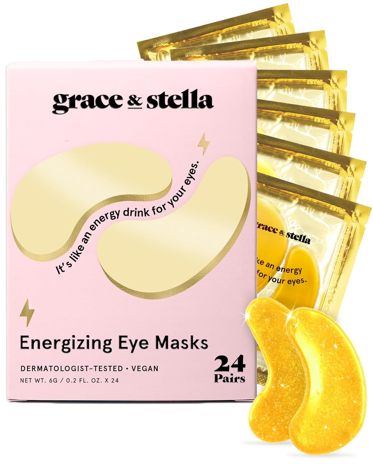 Reduce Dark Circles, Puffy Eyes, Undereye Bags, Wrinkles - Gel under Eye Patches - Vegan Self Care (24 Pairs, Gold)