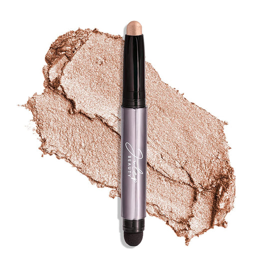 Eyeshadow 101 Crème-To-Powder Waterproof Eyeshadow Stick – Champagne Shimmer – Long-Lasting, Crease-Proof, Medium Golden-Beige Shimmer Cream Eyeshadow with Built-In Smudger 